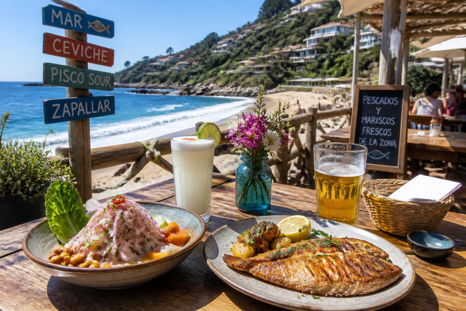 Beachfront seafood lunch